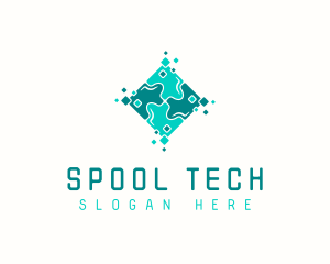 Tech Puzzle Pixel Technology logo design