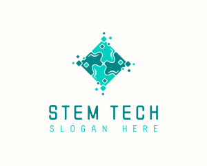 Tech Puzzle Pixel Technology logo design