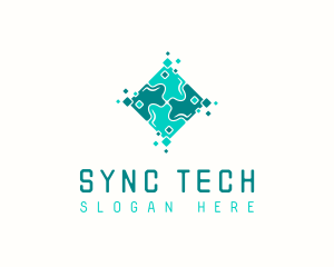 Tech Puzzle Pixel Technology logo design