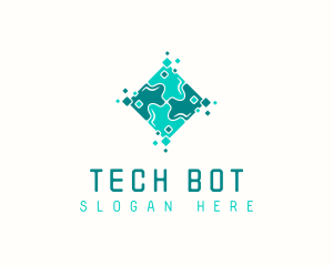 Tech Puzzle Pixel Technology logo design