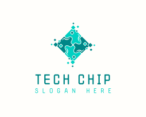 Tech Puzzle Pixel Technology logo design