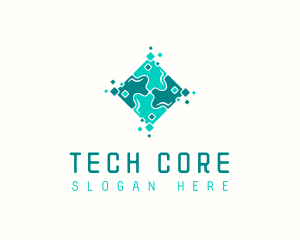 Tech Puzzle Pixel Technology logo design