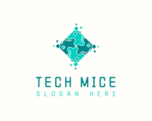 Tech Puzzle Pixel Technology logo design