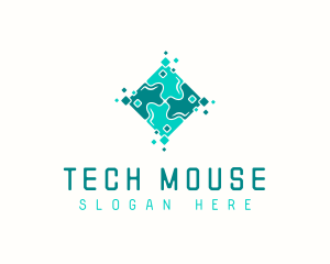 Tech Puzzle Pixel Technology logo design