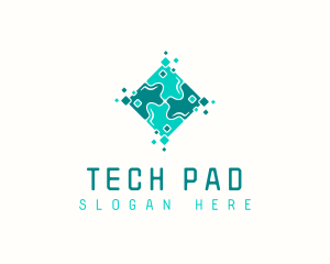 Tech Puzzle Pixel Technology logo design