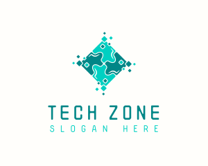 Tech Puzzle Pixel Technology logo design