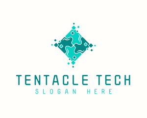 Tech Puzzle Pixel Technology logo design