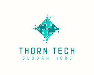 Tech Puzzle Pixel Technology logo design