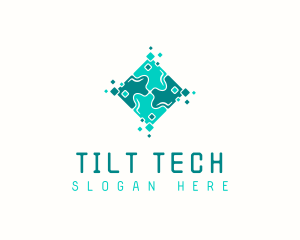 Tech Puzzle Pixel Technology logo design