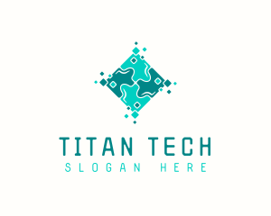 Tech Puzzle Pixel Technology logo design