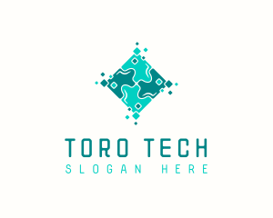 Tech Puzzle Pixel Technology logo design