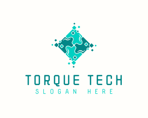 Tech Puzzle Pixel Technology logo design