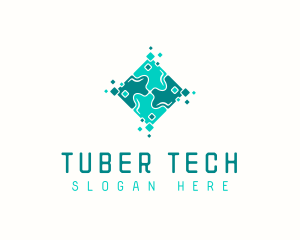 Tech Puzzle Pixel Technology logo design