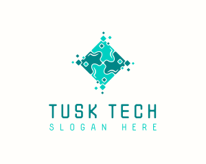 Tech Puzzle Pixel Technology logo design