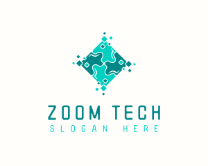 Tech Puzzle Pixel Technology logo design