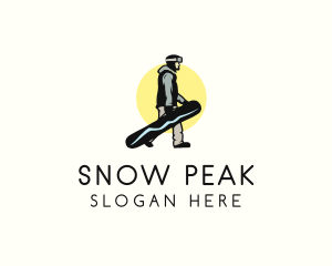 Skiing - Sunset Snowboarder Guy logo design