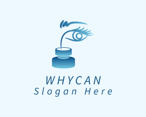 Contact Lens - Blue Eye Quill Ink logo design