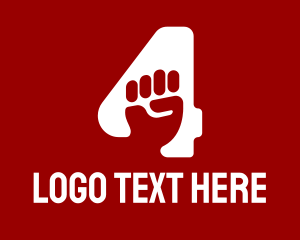 Hand - Number 4  Fist logo design