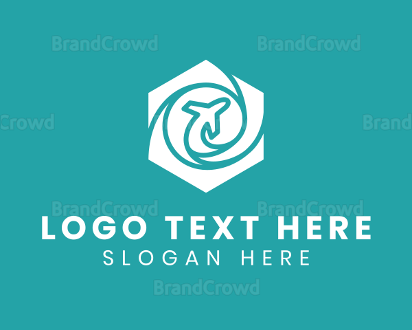 Hexagon Swirl Airplane Logo