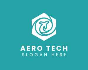 Hexagon Swirl Airplane logo design