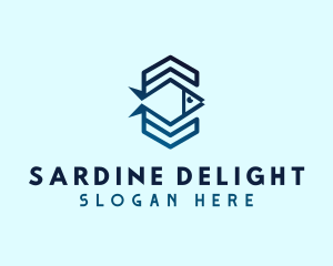 Sardine - Geometric Fish Seafood logo design