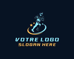 Swoosh - Football Player Athlete logo design