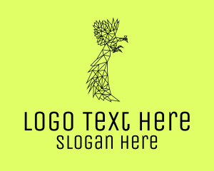 Geometrical - Simple Peacock Line Art logo design