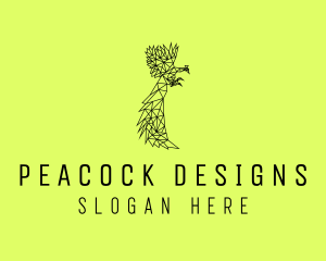 Simple Peacock Line Art logo design