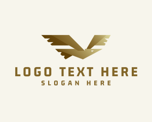 Flying - Gold Flying Seagull logo design