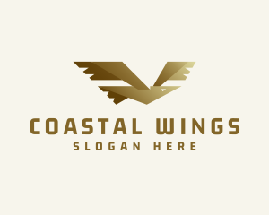 Seagull - Gold Flying Seagull logo design