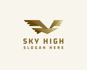 Gold Flying Seagull logo design