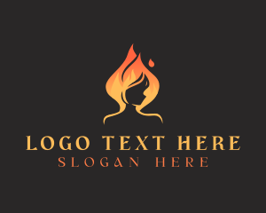 Beautician - Fire Flame Woman logo design