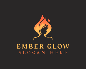 Ember - Fire Flame Woman logo design