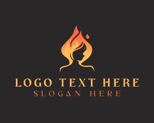 Hairstylist - Fire Flame Woman logo design
