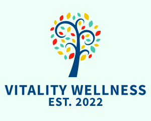 Colorful Wellness Tree logo design