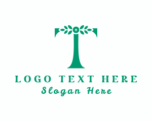 Garden Leaf Letter T Logo