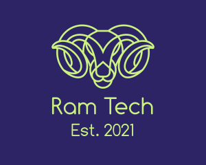 Ram Head Monoline logo design