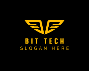 Tech Cyberspace Wings logo design