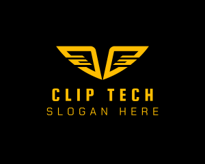 Tech Cyberspace Wings logo design