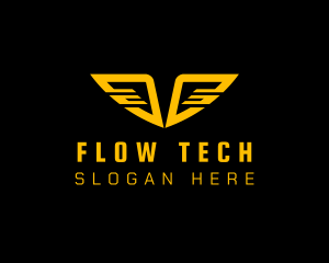 Tech Cyberspace Wings logo design