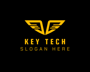 Tech Cyberspace Wings logo design