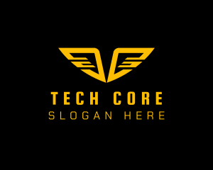 Tech Cyberspace Wings logo design