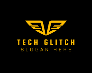 Tech Cyberspace Wings logo design