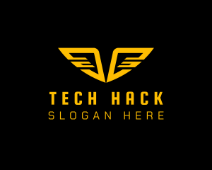 Tech Cyberspace Wings logo design