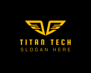 Tech Cyberspace Wings logo design