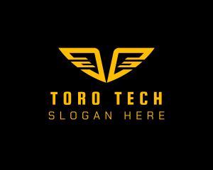 Tech Cyberspace Wings logo design