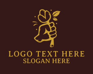 Gold - Hand Flower Plant logo design