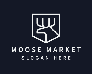 Simple Silver Moose Shield  logo design