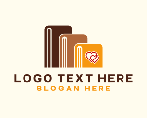 Leaning Center - Book Heart Library logo design
