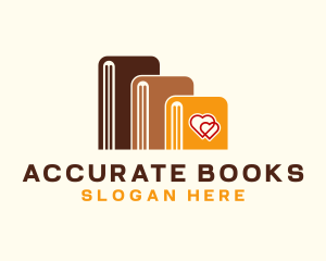 Book Heart Library logo design